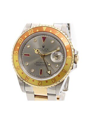 Rolex GMT-Master 2 Silver Gold Brown SS YG Ruby Diamond Root Beer Gray Dial